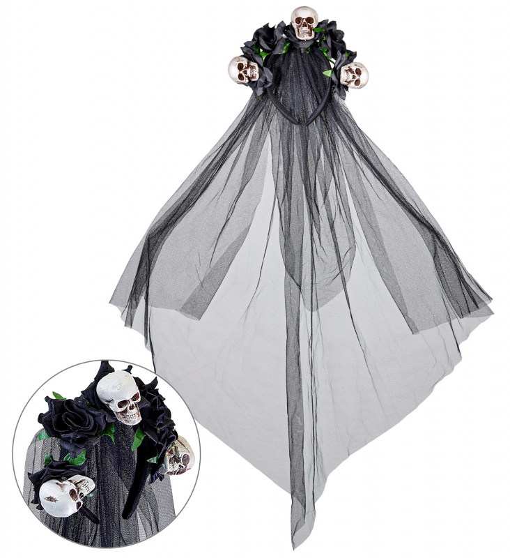 Diadem med rosor och slöja