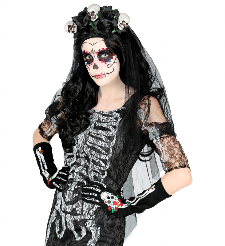 Diadem med rosor och slöja