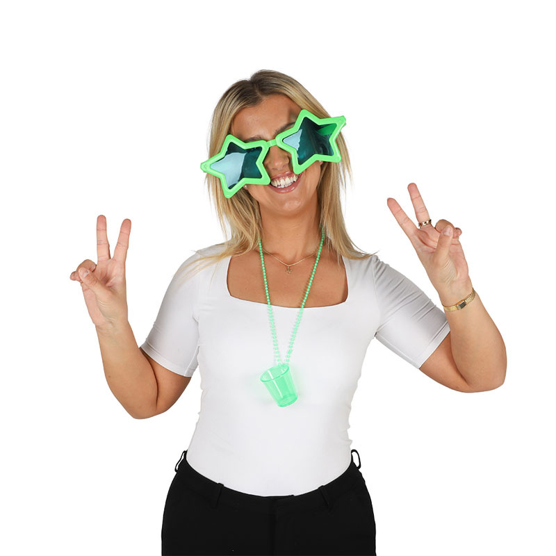 Stjärnglasögon i neongrön