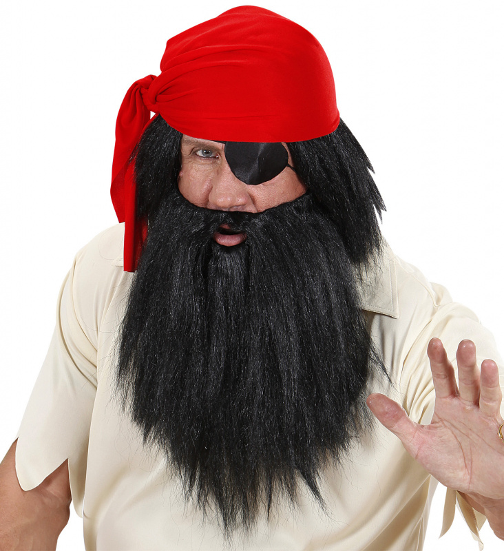 Peruk med skägg Svart