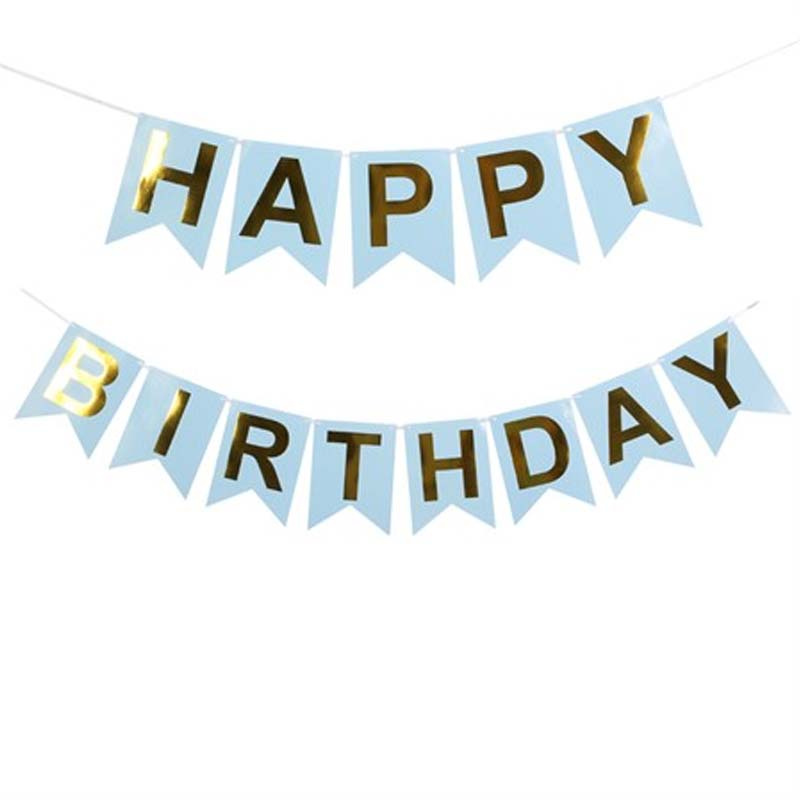 Blå Girlang Happy Birthday