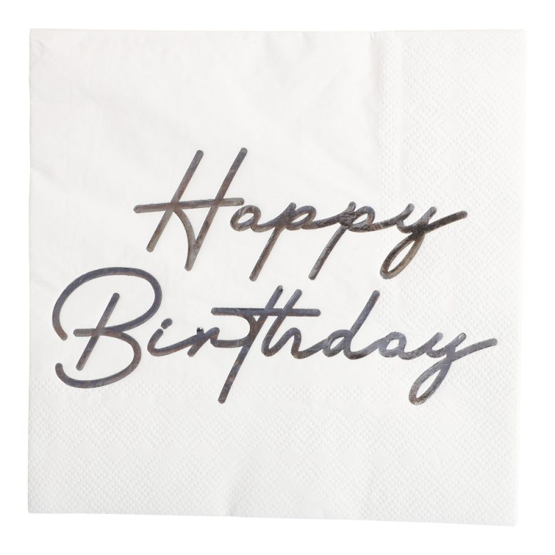 Servett Happy Birthday Silver