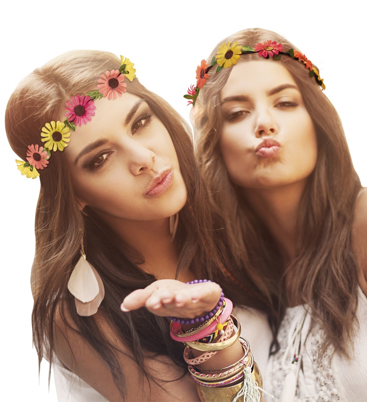 Hårband med blommor hippie