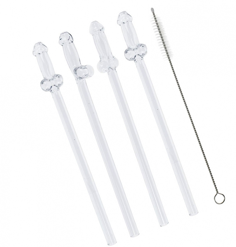 Snopp sugrör glas 4-pack