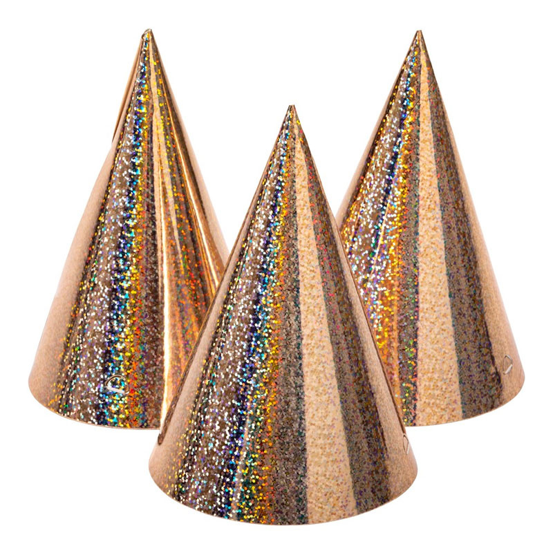 Partyhattar Roséguld Hollografisk