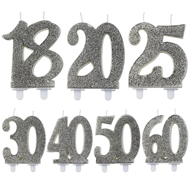 Tårtljus Silversiffror 