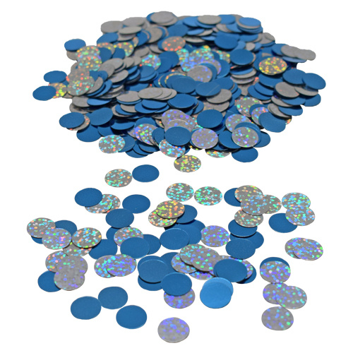 Konfetti prickar blå och silver