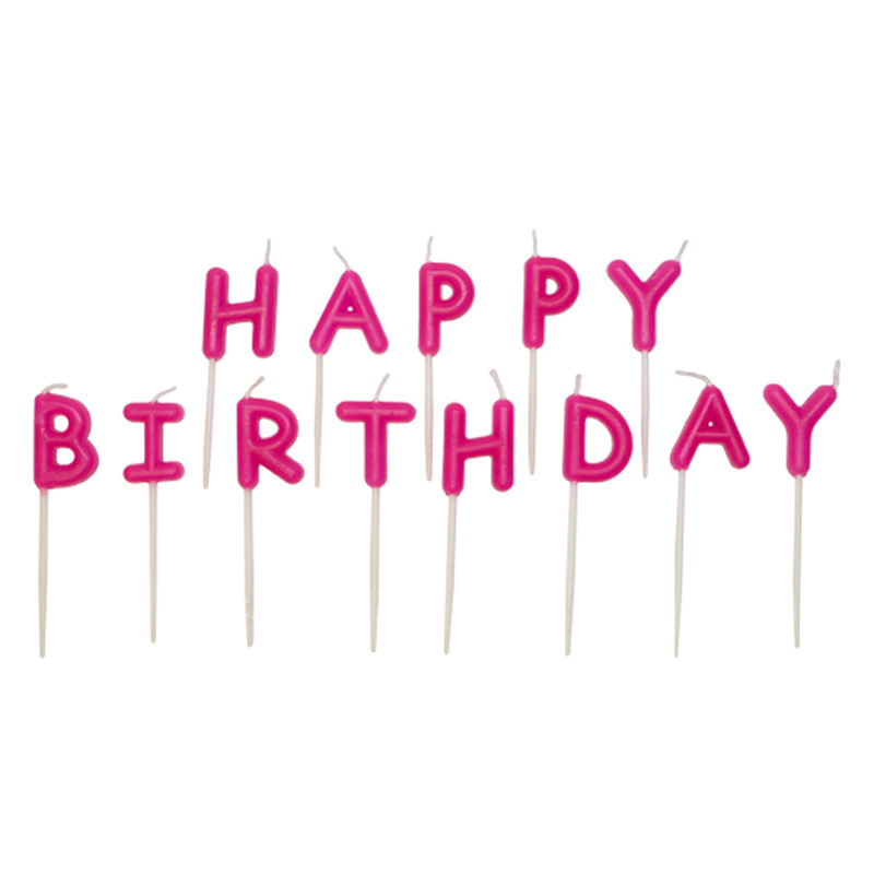 Tårtljus Happy Birthday Rosa