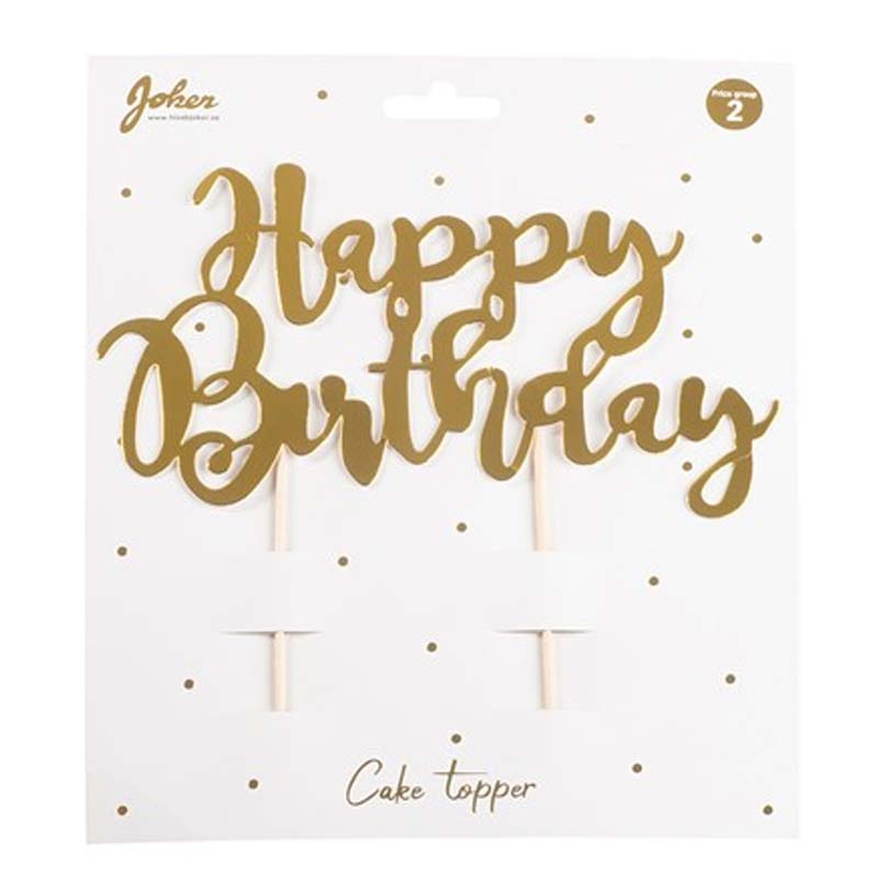 Tårtdekoration Happy Birthday guld