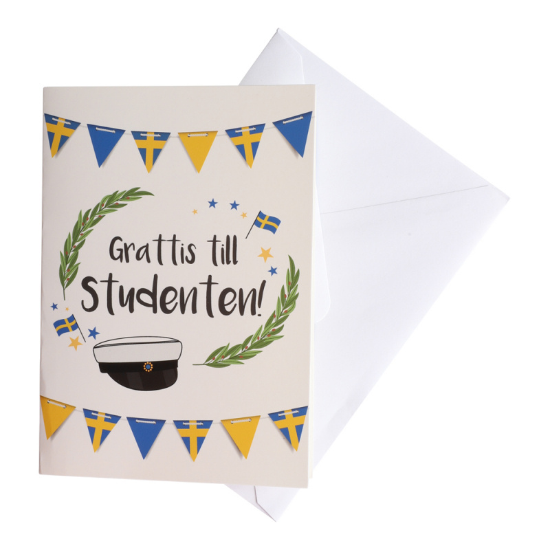 Studentkort Grattis Girlang