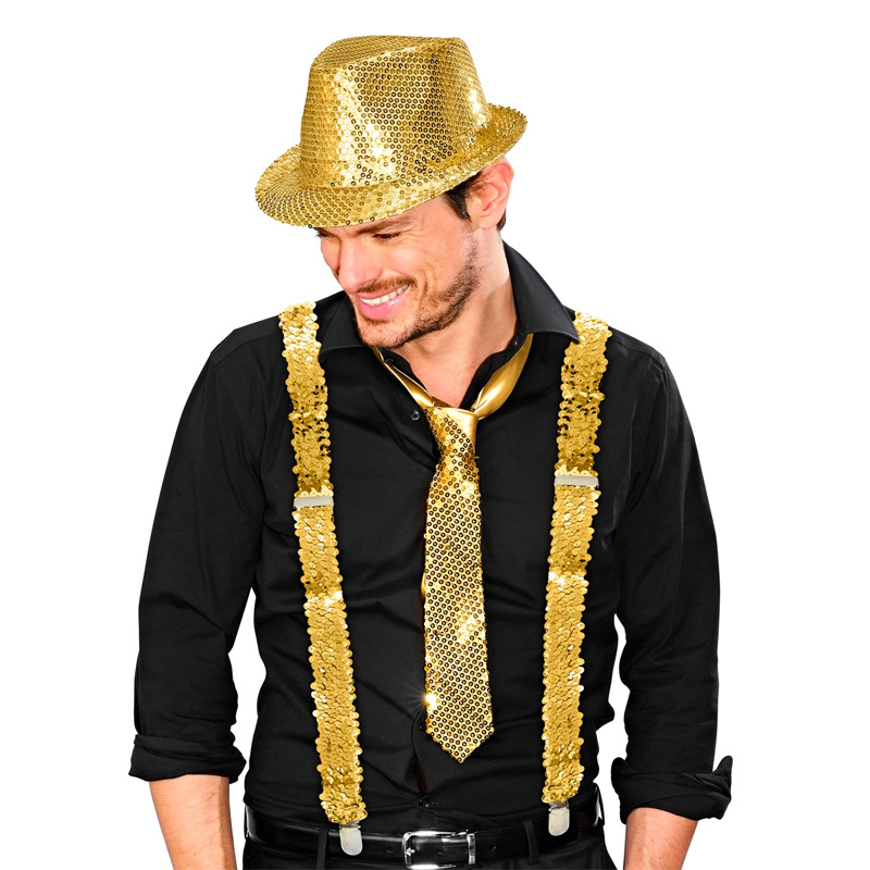 Hängslen Paljetter Guld