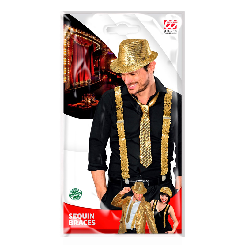 Hängslen Paljetter Guld