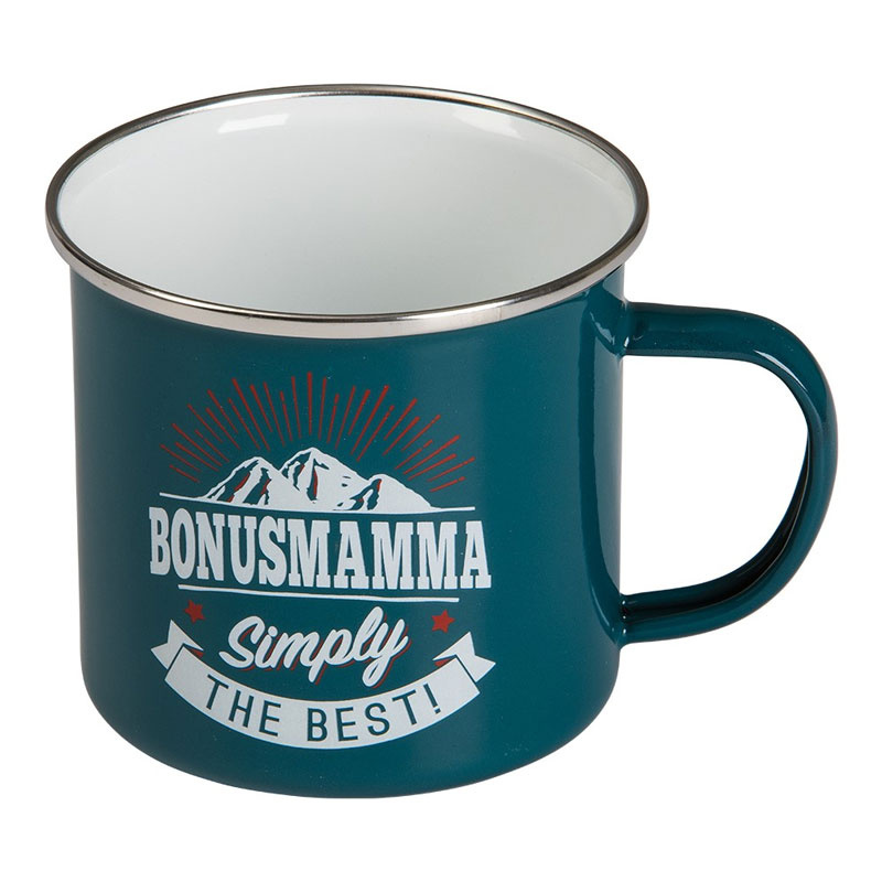 Retro emaljerad plåtmugg BonusMamma
