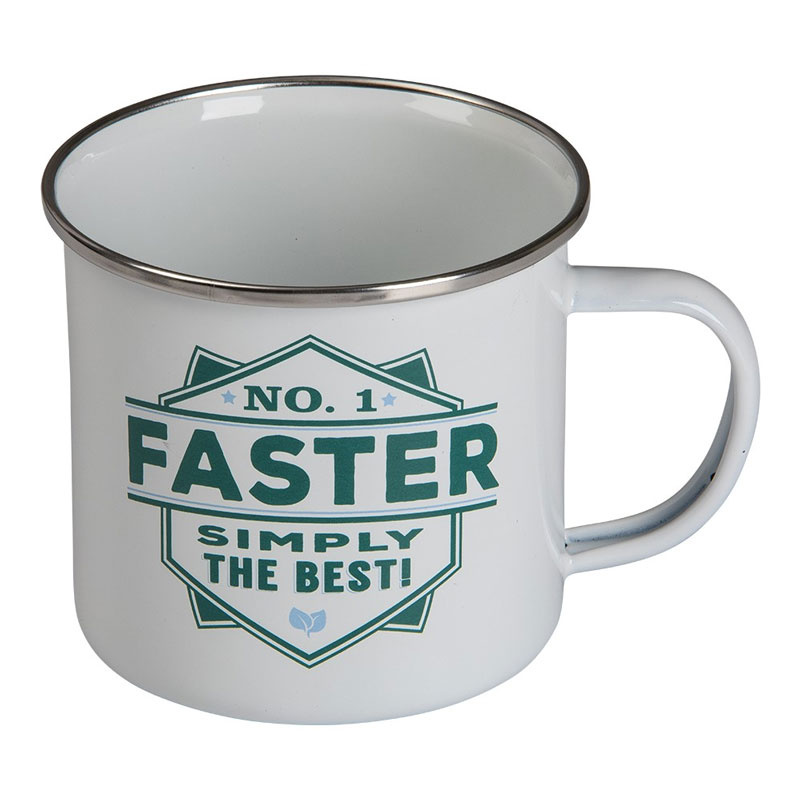 Retro emaljerad plåtmugg Faster