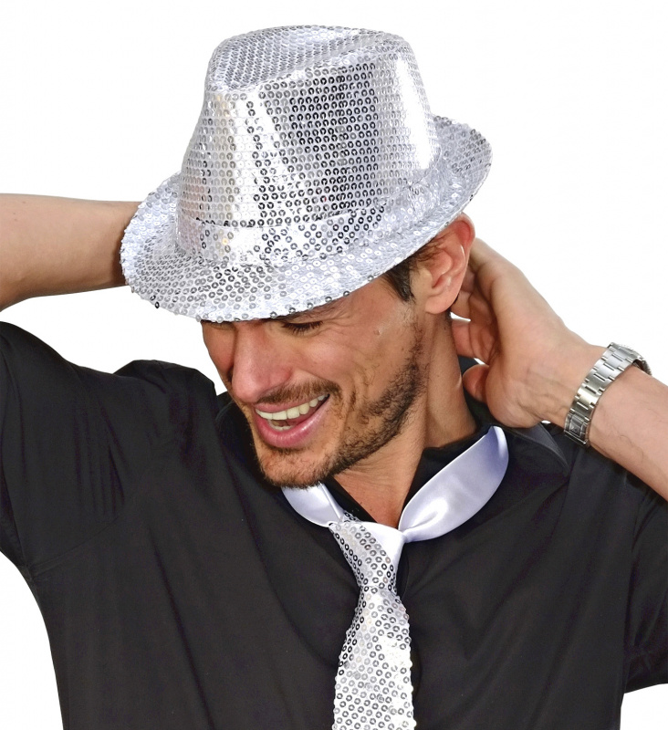 Hatt med Paljetter Silver 