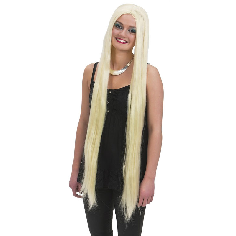 Extra lång blond peruk