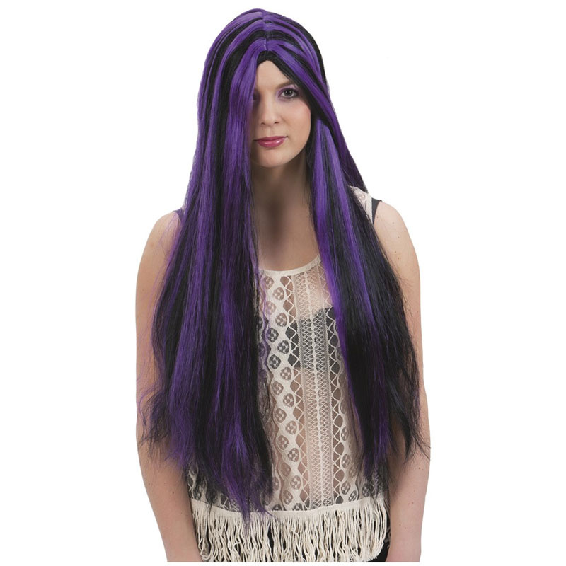 Peruk lila svart häxa 