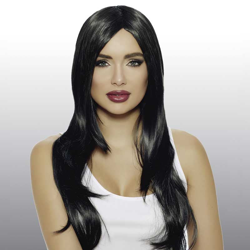 Peruk Svart Lång Uppklippt