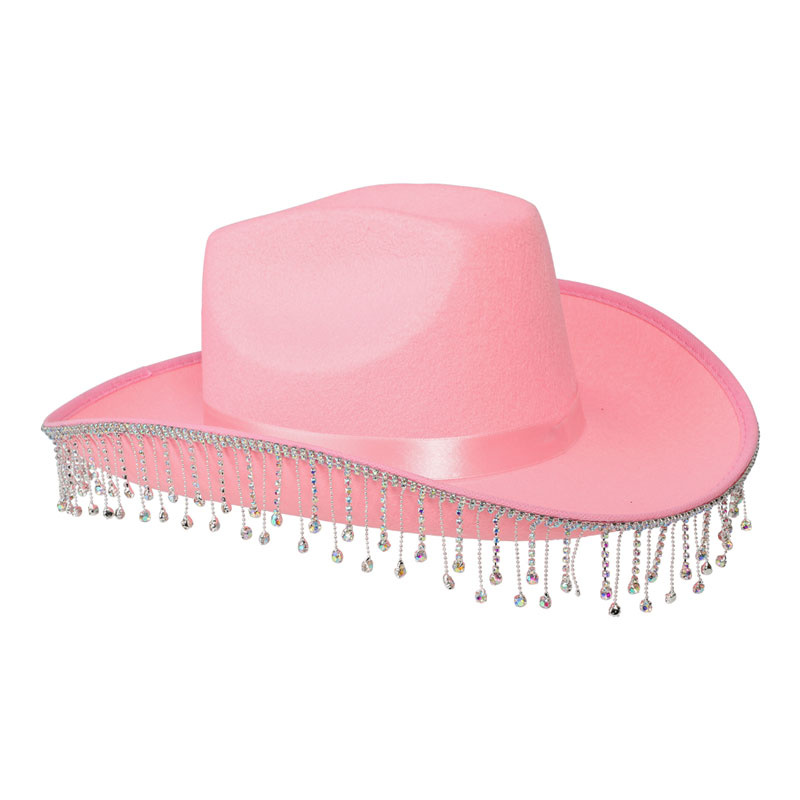 Cowboyhatt rosa med strass