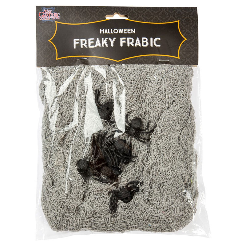 Spindelnät i tyg med spindlar