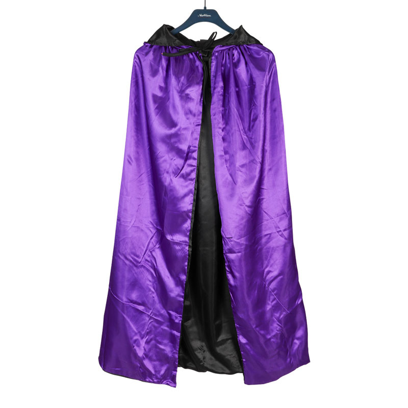 Cape satin vändbar svart eller lila