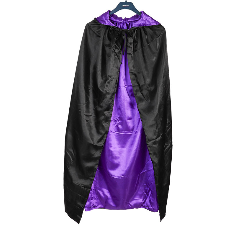 Cape satin vändbar svart eller lila