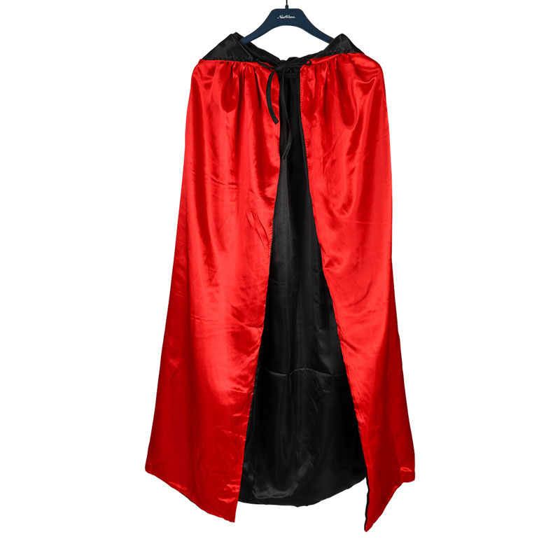 Cape satin vändbar svart eller röd