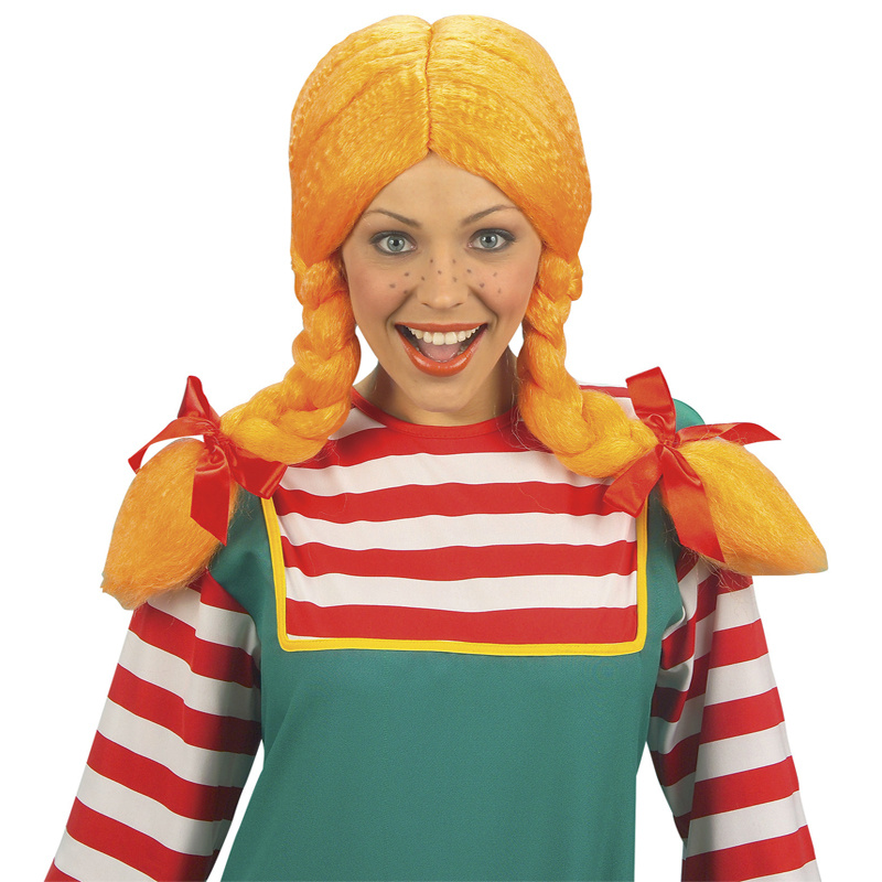 Peruk rödhårig med flätor