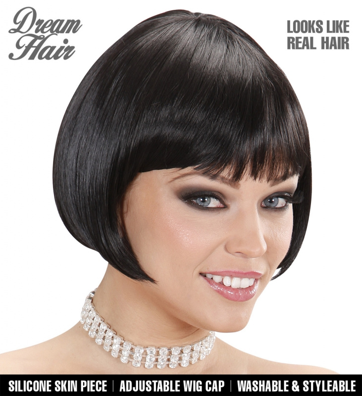 Peruk Svart kort delux