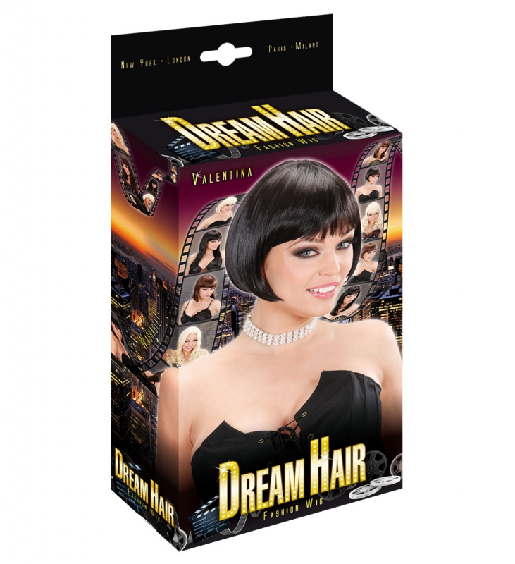 Peruk Svart kort delux