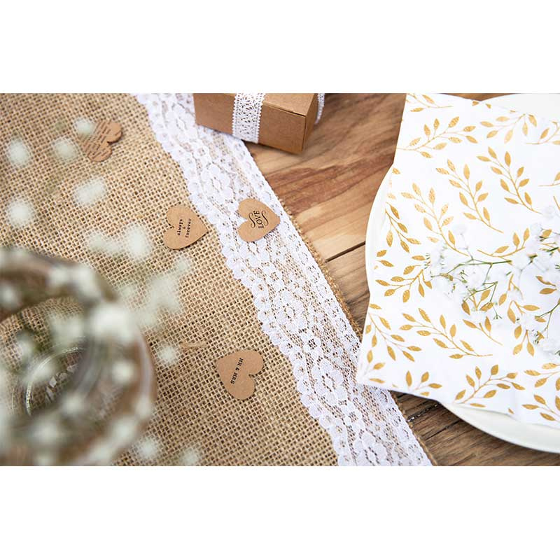 Bordslöpare Jute med spetskant