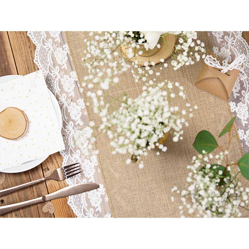 Bordslöpare Jute med spetskant
