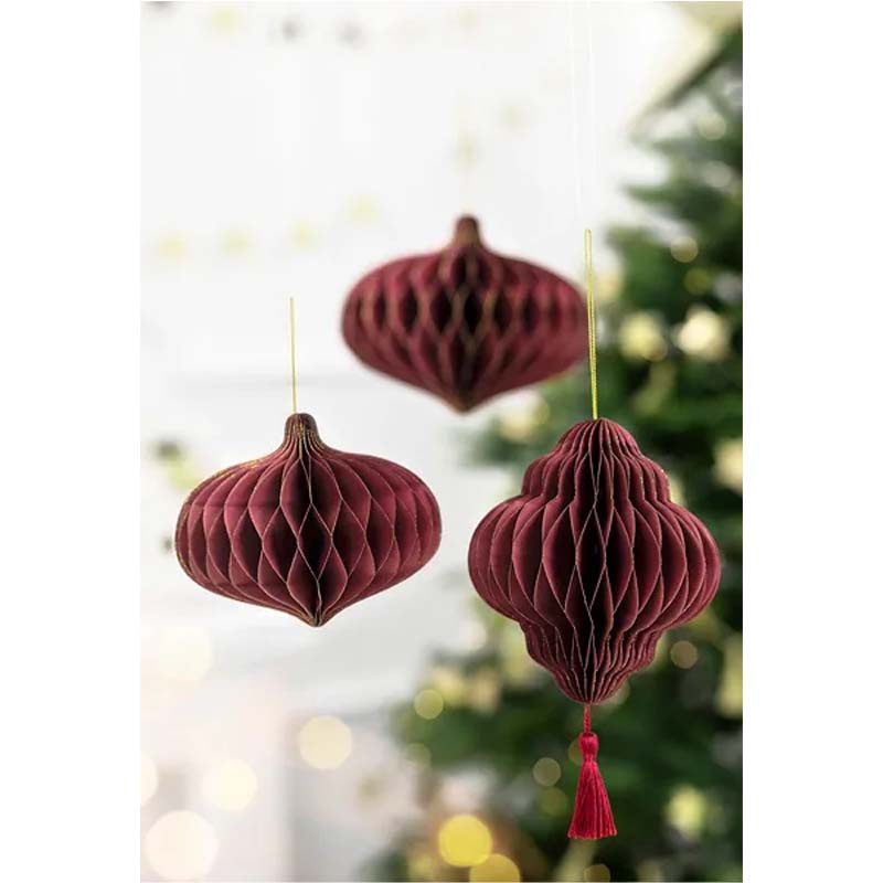 Honeycomb Vinröd Lykta