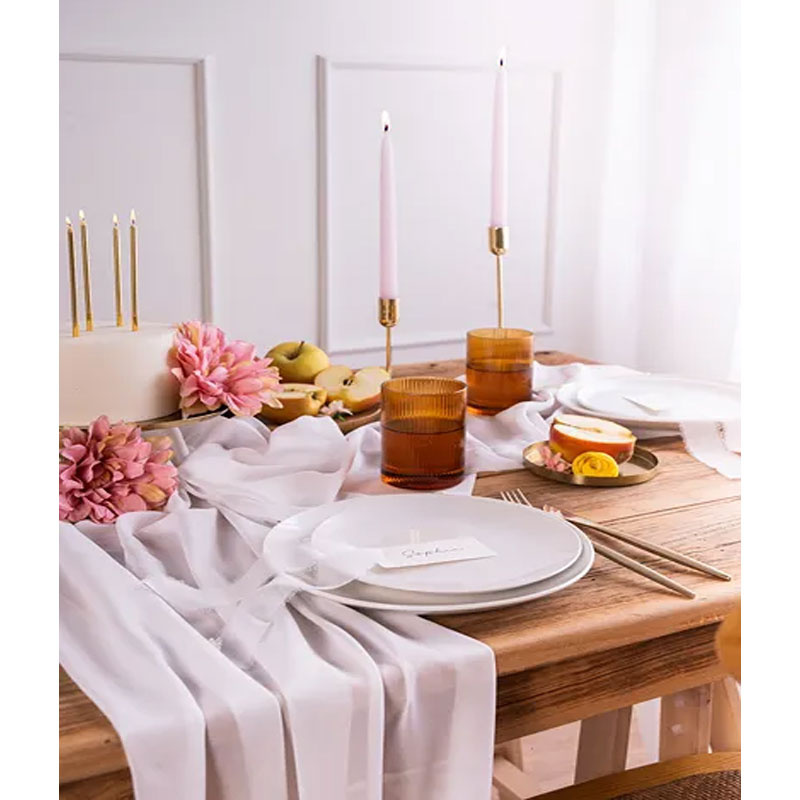 Bordslöpare Chiffong Vit