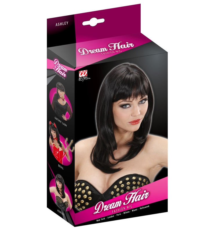 Peruk Svart Lång delux