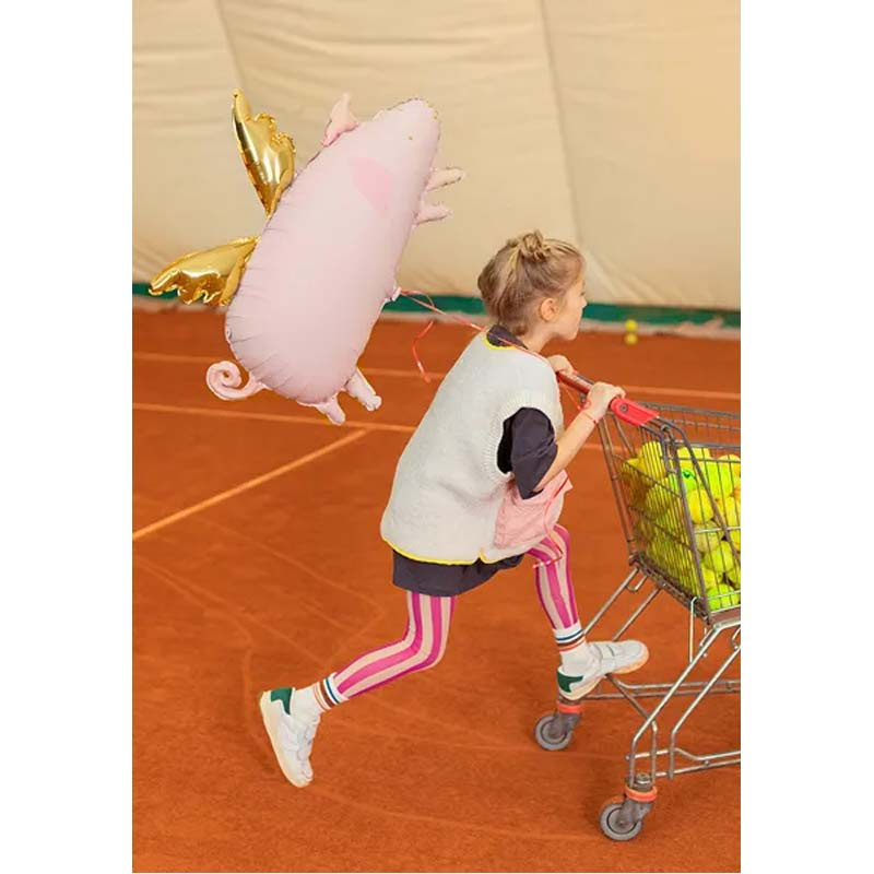 Folieballong Gris med vingar