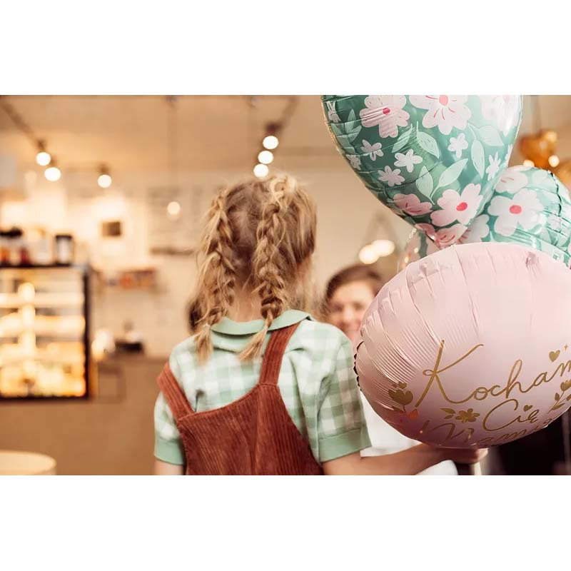 Folieballong Hjärta med blommor