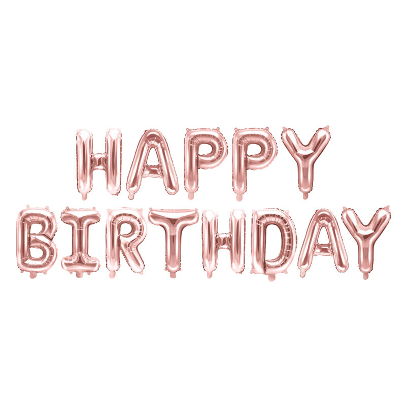 Ballonggirlang Happy Birthday Roséguld