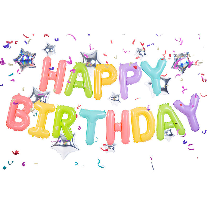 Ballongbokstäver Happy Birthday Pastell