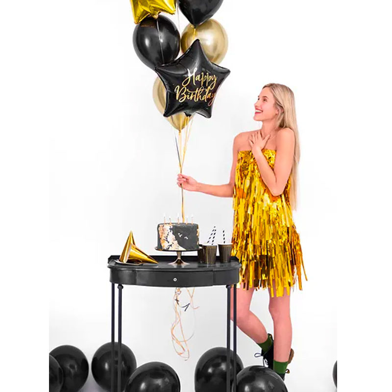 Folieballong Happy Birthday Svart