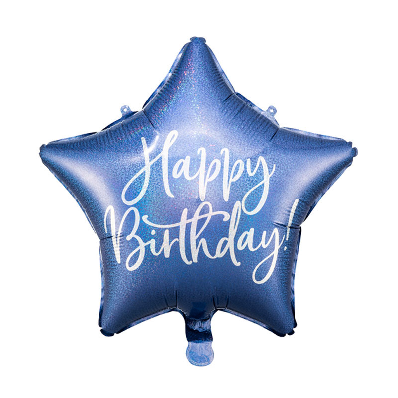 Folieballong Happy Birthday Blå