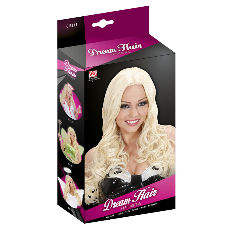 Peruk Gisele Blond lång