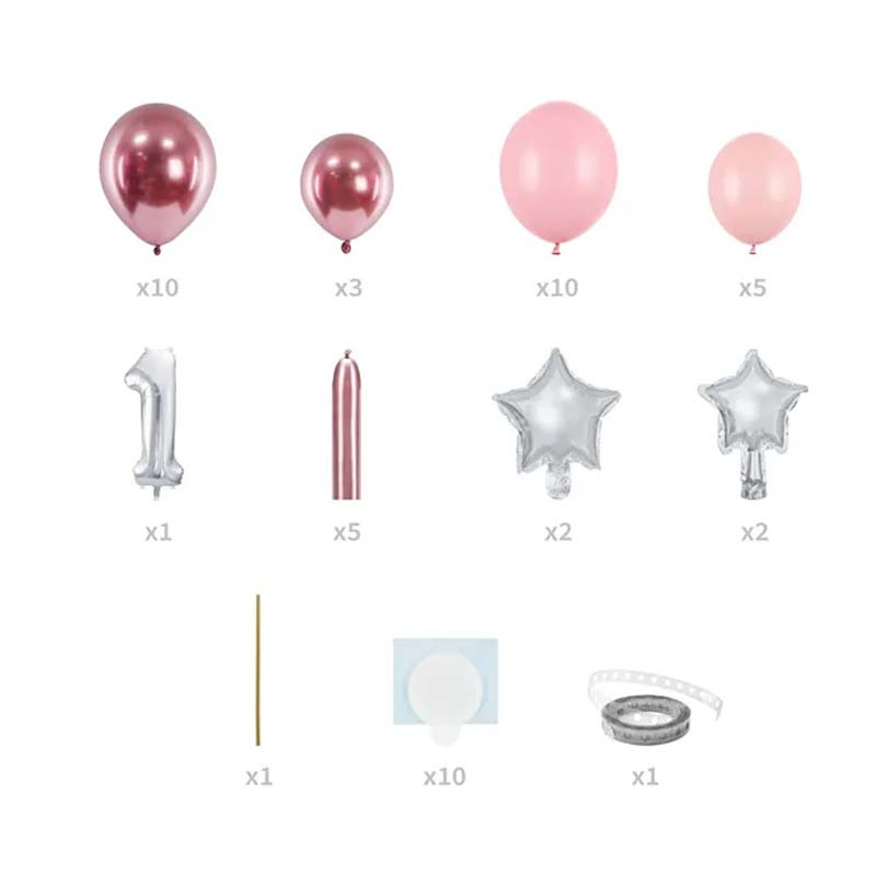 Ballongbukett 1 år Rosa