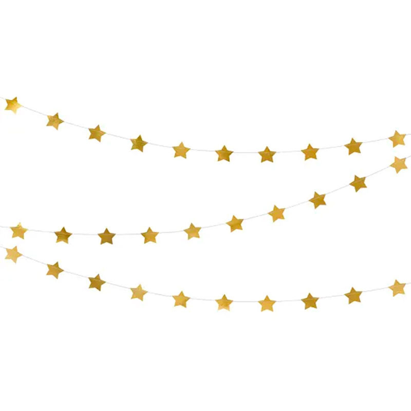 Girlang Stjärnor Guld 3,6m