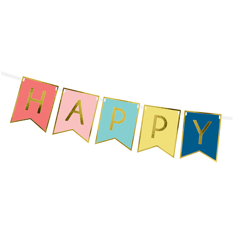 Girlang Happy Birthday Färgglad