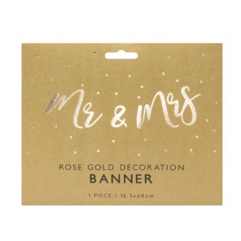 Girlang Bröllop Mr & Mrs Roséguld