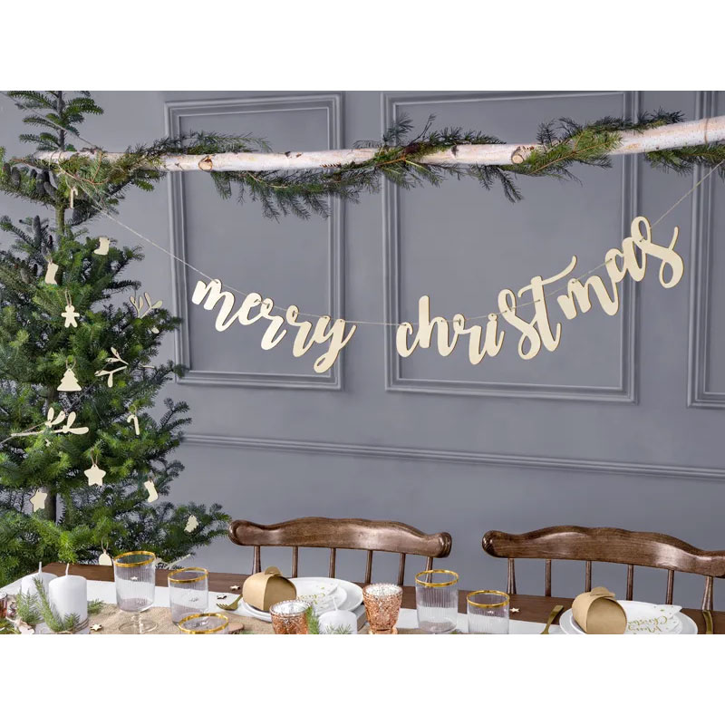 Girlang Merry Christmas Trä