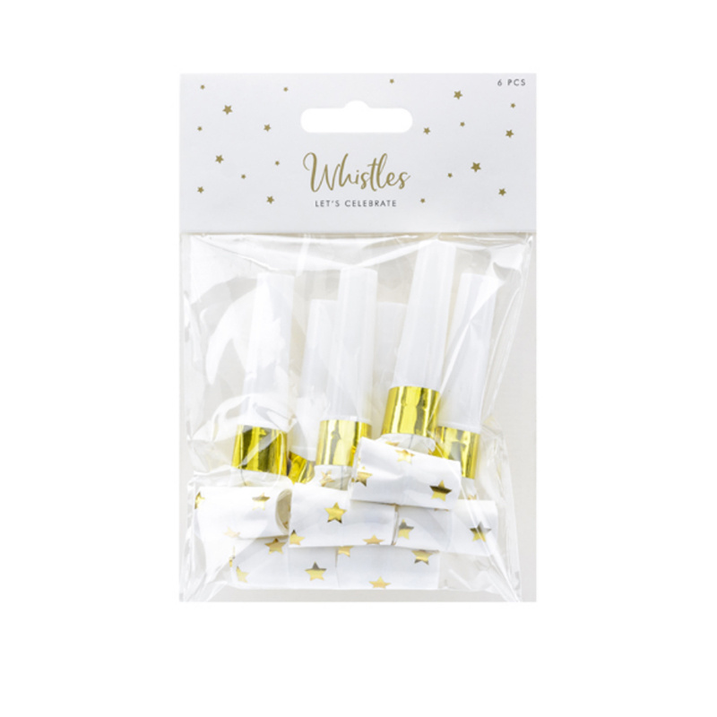 Blåsormar 6-pack vit & guld 