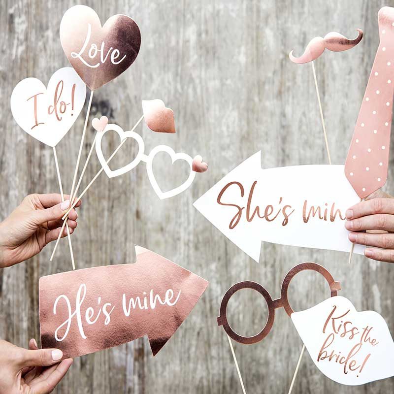 Photoprops Bröllop Roséguld