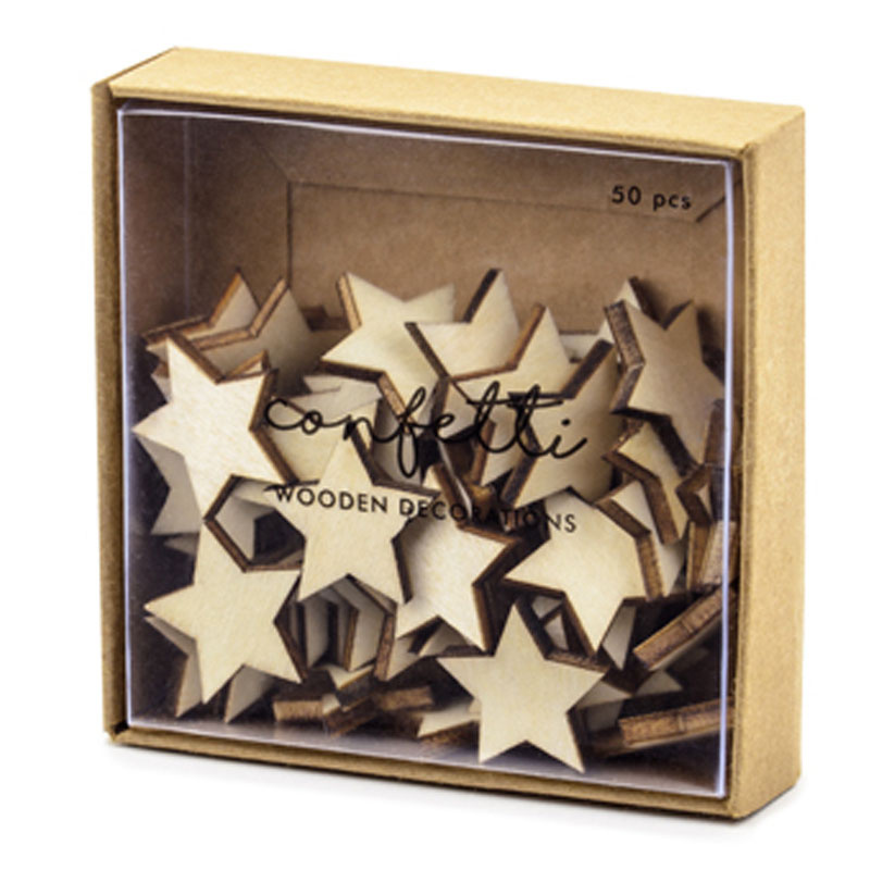 Konfetti i trä Stjärnor